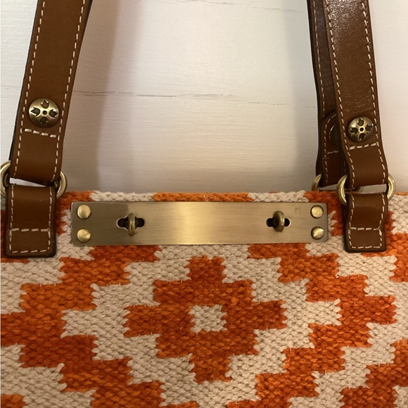 Patricia Nash Chennai Orange and White Patterned Tote - Picture 4 of 11